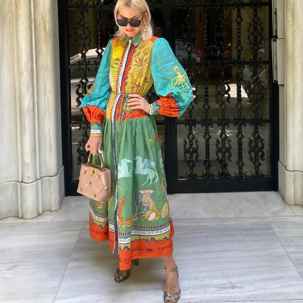 ALEMAIS surrealist summer ramie shirt dress - Picture 4 of 16